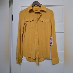 Cowgirl Tuff Women's Yellow Button Down Shirt